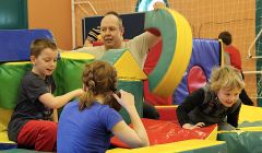 Play worker Shaun Harnett helps running the Easter break youth clubs held throughout the isles - Photo: Hans J Marter/ Shetland News