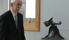 Jimmy Burgess with the new memorial - Photos: Shetland News