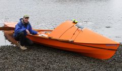 Adventurer Chris Duff with his ocean going rowing boat in Lerwick - Photos: Gary Sandison