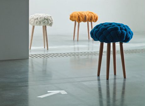 Stitch stools made of wool from Jamieson & Smith Shetland Wool Brokers.