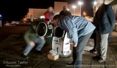 Dr Ken Rice looks at Jupiter through the Shetland Astronomical Association telescope after his talk - Photo: Austin Taylor