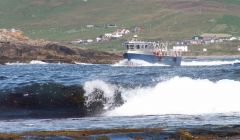 The Mousa ferry heading for the pier at Sandayre - all photos: Shetland News