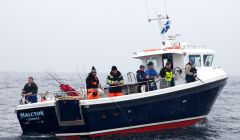 The new Yell creel boat Halcyon pictured two weeks ago with local anglers on board. Pic. Billy Fox