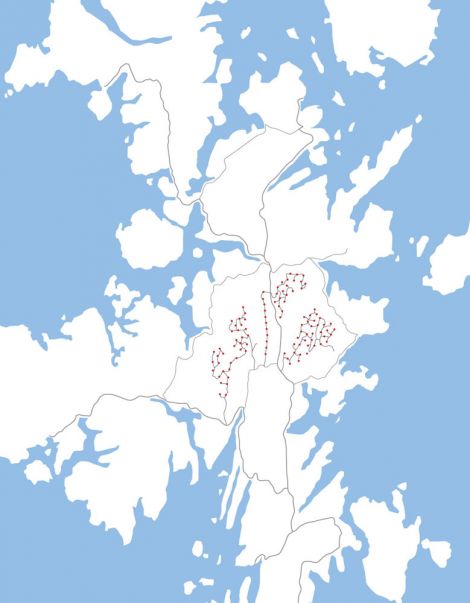 An updated lay-out of the proposed Viking Energy wind farm - Image: Viking Energy