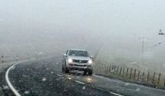 Heavy snow showers affecting road conditions on the A970 on Monday - Photo: Shetland News