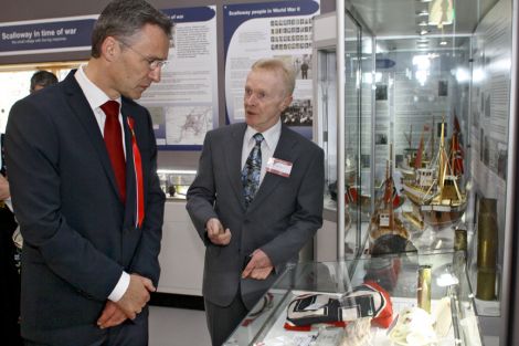 Herr Stoltenberg is shown around the museum by Billy Moore. Pic. Millgaet Media