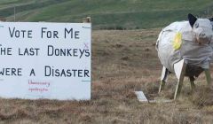 Folk in Northmavine encouraged people to vote for change with this piece of community art. Pic. Shetland News