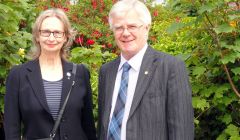 Jean Urquhart MSP and Euro MP Ian Hudghton in Lerwick on Tuesday - Photo: Shetland News