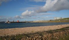 The contaminated beach near the construction jetty prior to Thursday's spill