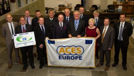 At the award ceremony were (from left) SIC active schools manager James Johnston, SIC sports and leisure executive manager Neil Watt, SRT trustee Neville Martin, ACES Europe head vice chair John Swanson, Clickimin manager Robert Geddes, ACES president Gian Francesco Luppattelli, SRT general manager James Johnston, SIC social services chairman Cecil Smith, North Lanarkshire Leisure director James Logue, SIC leader Gary Robinson, SRT support services manager and acting depute general manager Shona Nisbet, SRT chairman Joe Irvine, SRT strategic development manager Willie Shannon and North Lanarkshire Leisure chief executive Blane Dodds. Pic. Kevin Jones/SIC