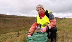 66 year old Cecilia James begins her marathon redd up. Pic. Shetland News