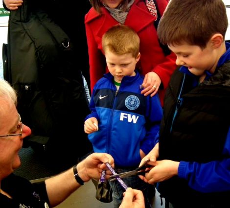 Amongst the first through the door were nine year old Magnus Watt and his five year old brother Fraser. Pic. Craig Birnie