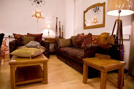 Furniture displayed in 'room sets' with accessories to give inspiration.