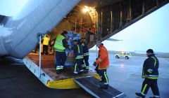 Unloading the Hercules cargo plane at Sumburgh airport - Photo: Malcolm Younger/Millgaet Media
