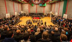 Guizers gather at the Clickimin for a final sing song before the big night. Pic. Scott Goudie
