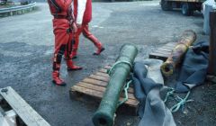 Cannons from the Wrangels Palais. Photo Shetland Museum Archives