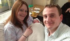 The star of the 33rd Shetland Folk Festival, Hamish McLeman with his happy parents Mhari and Ewan at Aberdeen