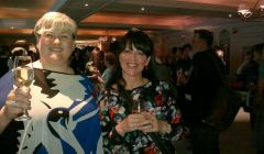 Enjoying a glass of bubbly - Eunice Henderson and Jane Moncrieff at the awards ceremony on Tuesday night.