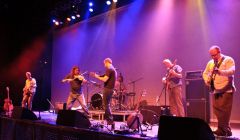 'Electro folk jazz', 'acid croft', hypno folkadelic ambient trad'? Call it what you will, Shooglenifty had Mareel rocking on Saturday night. Photo Olivia Abbott