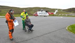 Golf Bravo completes her first mission for Shetland coastguard, delivering a fisherman to Clickimin for onward travel to Gilbert Bain Hospital.