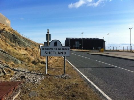 Shetland Geopark's welcome sign at Sumburgh Photo Shetland Amenity Trust