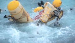 The Super Puma L2 helicopter was broken up when hitting the rocky coastline at Garths Ness, the AAIB said - Photo: Peter Hutchison/ShetNews