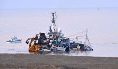 The Prospect sunk in 15 metres of water just outside the navigational channel - Photo: Malcolm Younger/Millgaet Media