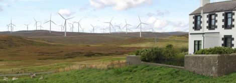 A photo montage of the Viking Energy wind farm by VE.