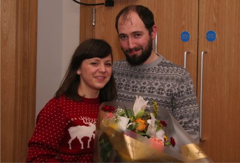 The happy couple: Brian Spence and Helena Kovacevic after the film screening that turned into a wedding proposal. Photo courtesy of Shetland Arts.