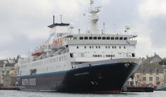 The Ocean Endeavour formerly known as the Kristina Katarina at Victoria Pier two years ago. The cruise liner has been chartered by Petrofac to accommodate Shetland Gas Plant workers. She is expected to arrive in Lerwick next week - Photo: Ian Leask