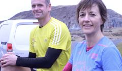 Karen and Maurice Fraser talking a break from preparing for the London marathon- Photo: hans J Marter/ShetNews