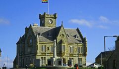 The rainbow flag flying proudly above Lerwick Town Hall on a sunny Friday. Photo: John Anderson.