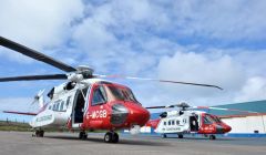 Shetland's new Sikorsky S-92 coastguard search and rescue helicopters at Sumburgh last year.