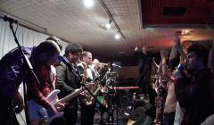 Federation of the Disco Pimp in full flow at the Lerwick Legion on Friday night. Photo: Chris Brown