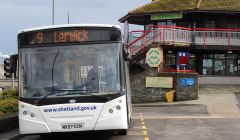 Plans to sell the ground floor of the Viking bus station building have been held up by lawyers. Photo Shetnews