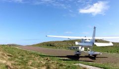 Pilot Hamish Mitchell's sea plane pictured in Skerries on Monday. Photo: Julie Arthur