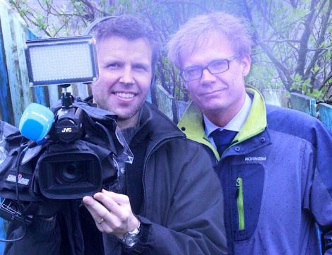 NRK correspondent Espen Aas and cameraman Johan E. Bull.
