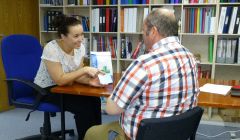 Pharmacist Louise Morrison undertakes a medication review.