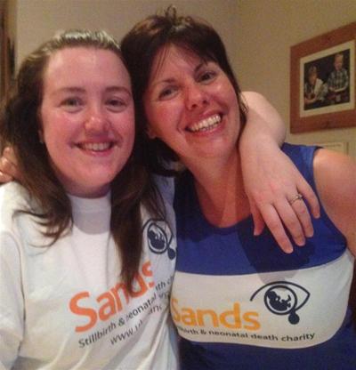 Marie Manson and Allison Hutchison walk in support of Sands, the stillbirth and neonatal death charity.