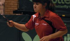 Table tennis ace Lynda Flaws in action ahead of this year's Commonwealth Games.