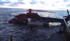 The Super Puma 225 LP in the water off Fair Isle - Photo: RNLI