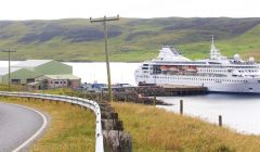 The Gemini berthed at Dales Voe on Monday. Photo Ian Leask