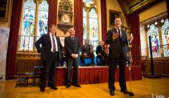 Prime minister David Cameron addressing around 100 invited guests in Lerwick town hall on Tuesday evening - Photo: Paul Shaw
