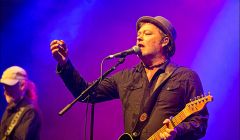 Levellers frontman Mark Chadwick in action at Clickimin last night. Photo: Dale Smith