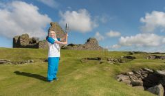Baton bearer Ceileidh Mercer at Jarlshof - Photo: Austin Taylor