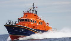 The relief Aith lifeboat 17-33 Beth Sell joined Thursday night's search for the missing woman while the main lifeboat is on refit. Photo Ian Leask