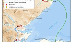 A map of the route the Caithness-Moray cable will take.