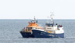 Lerwick lifeboat is taking the Good Shepherd with 15 people on board under tow on Tuesday morning _ Photo: John Moncrieff