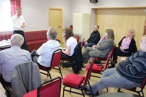 A typical turn out - five locals, a student, a councillor and an ex council official.