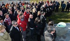 Over 100 people gathered to remember the four people who died in last year's tragic accident. Photo: Malcolm Younger